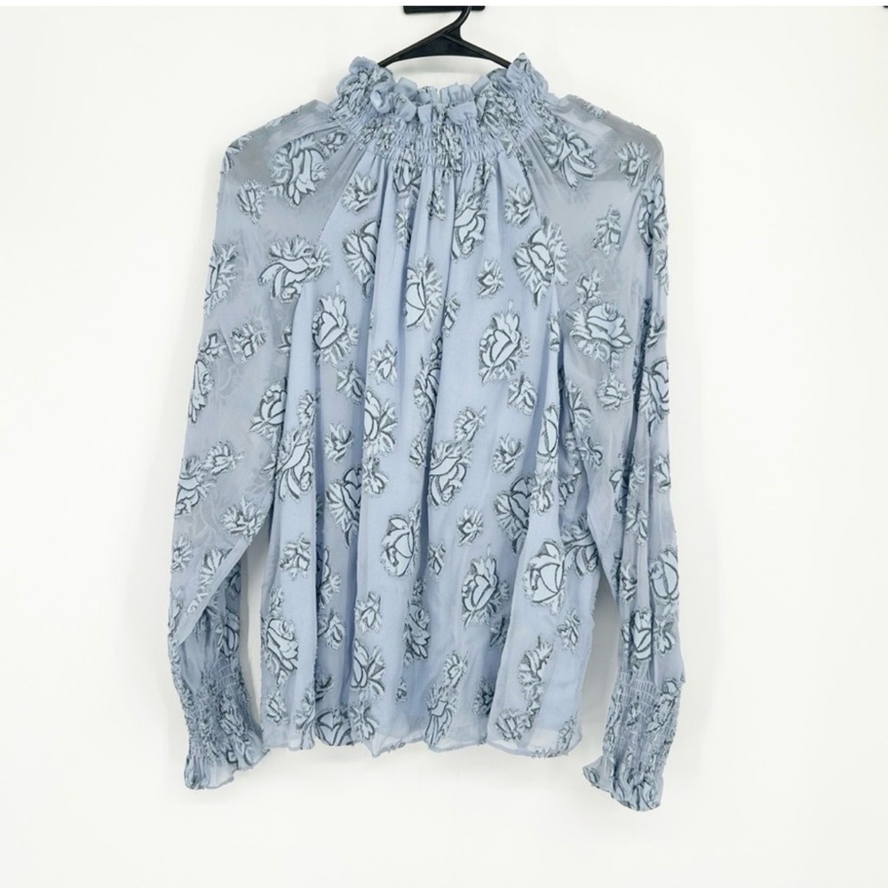 Rebecca Taylor lavender and black Floral Blouse-size 4 - Picture 4 of 11